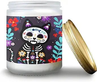 Mother's Day Gift, Sugar Skull Cats Purple Mexican Vanilla Candles Gifts for Mom, 7 OZ Lasting Candles for Home Scented, Aromatherapy Candles