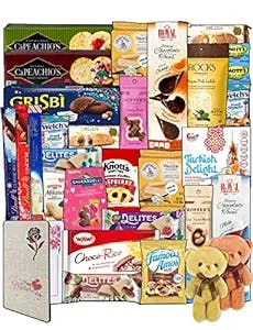 Mothers Day Care Package Variety Pack with GIFT CARD and TWO TEDDY BEARS (30 Count) Snacks Cookies Candy Gummies Gift Box Variety Bundle for College Student Child Boyfriend Girlfriend Love Niece Nephew Him Her Kids Mothers Day Gifts