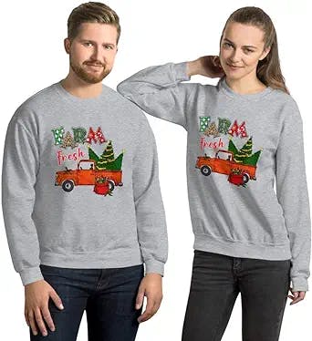 Farm Fresh Sweatshirt. Merry Christmas Sweater. Happy New Year, Xmas Pullover, Secret Santa Gift, Holiday Season Outfit Idea