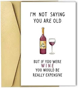 Funny Wine Birthday Card for Men Women, Happy 30th 40th 50th 60th 70th Birthday Cards for Husband Boyfriend Wife, Joke Birthday Card for Brother Sister Grandma Grandpa with Stickers and Envelopes