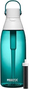 Brita Insulated Filtered Water Bottle with Straw, Reusable, BPA Free Plastic, Sea Glass, 36 Ounce