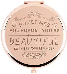 Birthday Gifts for Women－Compact makeup mirror,gifts for women, festival ,Valentine's Day,Christmas,Mother's Day, graduation party,the gift for mom,wife,sister,daughter,friend,classmate (Rose gold)