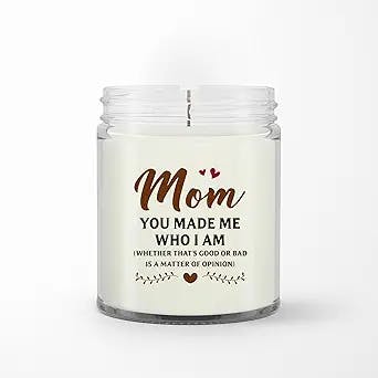 Personalized Soy Wax Candle for Mom Mommy from Daughter Son Kids Gifts for Mother You Made Me I Am Custom Name Scented Candle Gifts for Birthday Mothers Day Valentines Day Anniversary