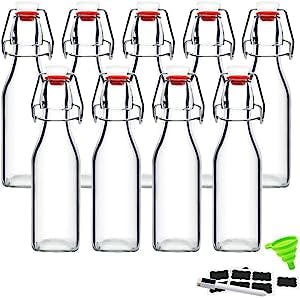 ZEBEIYU Swing Top Glass Bottles 8 oz with Airtight Lids for Home Brewing, Kombucha, Kefir, Vanilla Extract, Beer, Oil, Vinegar, Homemade Juices, Water,Soda Set of 9