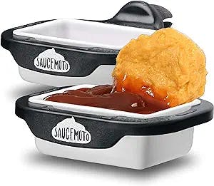 Saucemoto Dip Clip | An in-car sauce holder for ketchup and dipping sauces. As seen on Shark Tank (2 Pack, Black)
