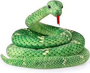 HyDren Giant Boa Constrictor Large Stuffed Animal Snake Plush Realistic Toy 80 Inch Lifelike Gifts for Kids Birthday Party Prank Props(Green)