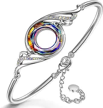 Kate Lynn "Rise From the Ashes" Phoenix Bracelet Made with Crystals from Austria, Adjustable Bangle Bracelet for Women 7"+2", Packaged with Jewelry Box, Mother's Day Gift Birthday Gift for Women, Symbol of Luck and Renewal