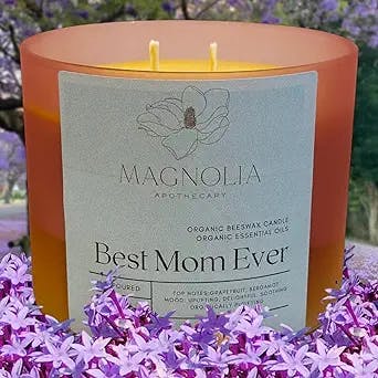 Beeswax Candles | Organic | Magnolia Apothecary | Mother's Day Gift | Present for Mom | Aromatherapy | Scented Candles | Jar Candles | 16oz | Purifying | Non-Toxic