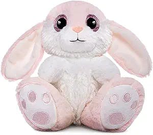 Nleio Plush Bunny Stuffed Animal, 8.5" Stuffed Animals with Floppy Ears, Cuddly Soft Plush Toys Huggable & Washable, Birthday Gift for Babies Toddlers Kids Boys Girls (Pink)