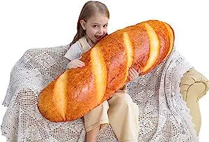 Wepop 40 in 3D Simulation Bread Shape Pillow Soft Lumbar Baguette Back Cushion Funny Food Plush Stuffed Toy