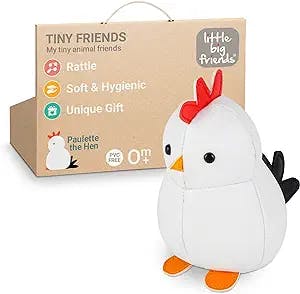 Little Big Friends Tiny Friends | Rattle Toy | Special Stuffed Animal | Easy to Clean | Paulette The Hen