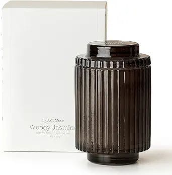 LA JOLIE MUSE Woody Jasmine Candles for Home Scented - Luxury Jar Candles with Aesthetic Glass, Mothers Day Gifts Candles for Women, 80 Hours Long Burning