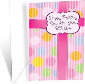 Granddaughter Birthday Card | Made in America | Eco-Friendly | Thick Card Stock with Premium Envelope 5in x 7.75in | Packaged in Protective Mailer | Prime Greetings (Birthday Present)