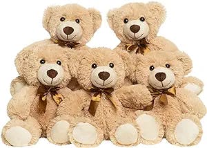 Quaakssi Teddy Bears Bulk 5 Packs Teddy Bear Stuffed Animal Plush Toys Gift for Kid Girlfriend,13.5 Inches Stuffed Bears for Christmas Valentine’s Day Birthday Wedding Party