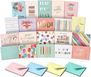 Sweetzer & Orange Birthday Happy Birthday Cards with Envelopes and Birthday Card Assortment Box. Variety Set of 20 Assorted Birthday Cards with Envelopes, Bulk Greeting Cards Assortment