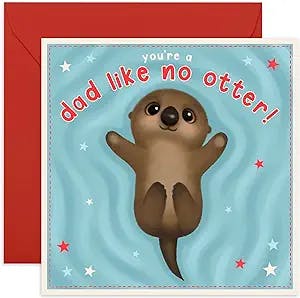 CENTRAL 23 Happy Birthday Dad Card - Dad Birthday Card from Kids - 'Dad Like No Otter' - Sweet Birthday Card for Dad - Thank You Card for Dad - From Daughter Son Baby - Comes with Cute Stickers