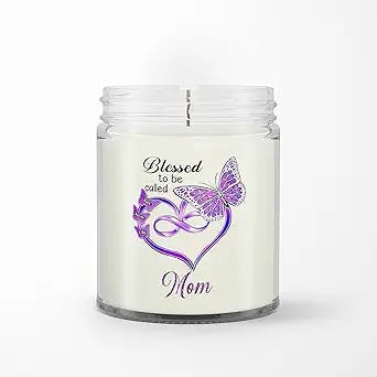 Personalized Soy Wax Candle for Mother from Kids Children Meaningful Gifts for Mom Blessed to Be Called Mom Butterflies Custom Name Scented Candle Gifts for Birthday Mother's Day Christmas