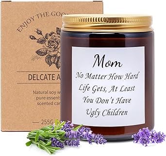 AGOL Mothers Day Candle Gift, 9 oz (Over 50 Hours of Burn Time) Aromatherapy Candle Gift for Mom from Daughter and Son, Best Mom Ever Gifts Candle, Natural Lavender Scented Candle Gift for Mothers Day
