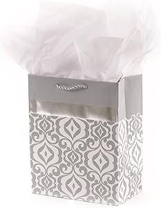 Hallmark Medium Silver Gift Bag with Tissue Paper (Scroll)