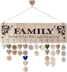 Gifts Presents for Moms Grandmas from Daughter Unique | Wooden Family Birthday Reminder Tracker Calendar Board Wall Hanging with 100 Tags | Best Gift Ideas for Christmas, Birthday/Mother's Day