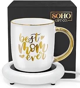 A Coffee Lover's Dream: The Best Mom Ever Mug with Electric Heated Warmer