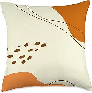Luccia Retro Minimalist Designs & Gifts Abstract Vintage Midcentury Orange Vanilla Cream Color Throw Pillow, 18x18, Multicolor