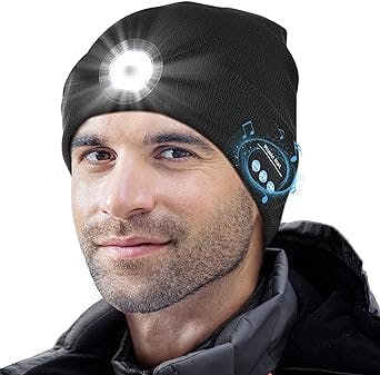 Hinshark Gifts for Dad, LED Bluetooth Beanie Hat, Fathers Day Dad Gifts from Daughter/Wife, Birthday Gifts for Men, Him