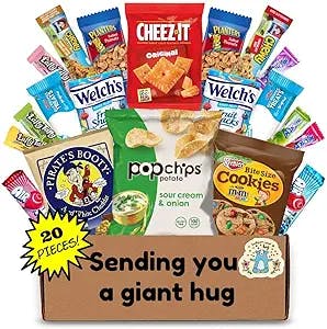 Hangry Kits Sending a Giant Hug Gifts For Men And Women - Send-A-Hug Gift Basket Care Package for Men, To A Friend Or Loved One In Hospital, After Surgery Or Sickness. Recovery. Delicious Variety Of Comforting Snacks