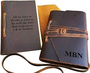 Personalized Genuine Leather Journal Notebook with Custom Message, Monogrammed Sketchbook for Men and Women, Travel Journal Diary, 3rd Anniversary, Artist Gift, Christmas Graduation Birthday