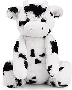 LotFancy Large Cow Stuffed Animals, 16 inch Tubbie Wubbie Cow Plush Toy for Baby, Farm Animal Plushies Gift, White and Black, Easter Decoration