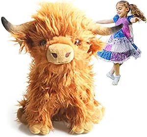 X-star Highland Cow Stuffed Animal Plush Toy Doll, Non-Compressed Packaging 28Cm/11Inch Scottish Highland Cow Stuffed Plushie, Figure Cute Soft Cartoon Doll for Kid Boy Girls'Gifts Decoration (Brown)