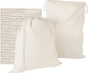PALTERWEAR Drawstring Bags Bulk Wholesale - Pack of 50 - Size 14 x 17 (Natural Cotton - Double Drawstring)…