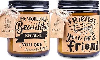Scented Candles Gift for Women,Candle for Home Scented Funny Birthday Gift Set for Best Friend,Natural Organic Soy Wax Aromatherapy Lavender Vanilla Large Fall Candle for Her Him Stress Relief