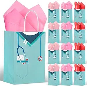 30 Pieces Nurse Graduation Gifts Bag, Thank You Doctor Craft Paper Goodie Bags with Handles Scratch Panel for Nurse Coworkers Medical Graduation Party Nurse Appreciation Week Gifts Supplies (Fresh)