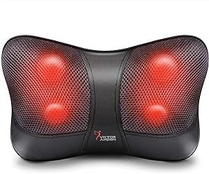 VIKTOR JURGEN Neck and Back Massager Pillow, Shiatsu Kneading Massage with Heat for Shoulders, Lower Back, Waist, Legs, Foot and Full Body Muscle Pain Relief, Unique Gifts for Men, Women