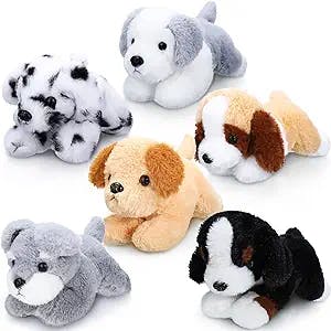 6 Pcs 8 Inch Dog Stuffed Animal Plush Dog Puppy Soft Plush Dog Pillow Toy F