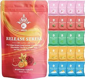 MR Shower Steamers Aromatherapy for Women or Men 20-Pack Organic Shower Bombs with Essential Oil, Watermelon, Orange & Vanilla, Sea Salt&Orange, Rose, Tea Tree, Mothers Day Gifts for Her