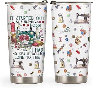 64HYDRO 20oz Sewing Gifts for Women, Quilting Gifts for Her, Unique Birthday Gifts for Women, Mom, Daughter, Friends, Inspirational Gifts Sewing Tumbler Cup, Insulated Travel Coffee Mug with Lid