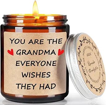 Gifts for Grandma Mothers Day Gifts from Grandchildren Granddaughter Grandkids - Best Grandma Grandmother Mothers Day Birthday Gifts Ideas from Grandson Unique, Scented Candles, Lavender Soy Candles