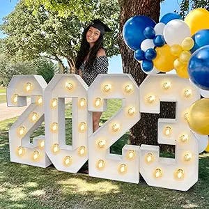 2023 Graduation Decorations - Large PRE-CUT 2023 Marquee Numbers Kit - Mosaic Foam Board Sign - Class of Party Supplies Decor for Kindergarten Preschool High School Christmas Wedding Prom Decoration