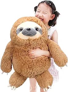 Winsterch Large Sloth Stuffed Animal,Kids Fluffy Stuffed Sloth Teddy Bear Birthday, Big Plush Sloth Gifts for Boys and Girls Sloth Stuffed Animal Toy (20 Inches, Brown)