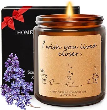Impouo Candles Gifts for Women, Gifts for her/him - Birthday Gifts for Women, Long Distance Relationship Gifts - I Wish You Lived Closer, Lavender Scented Candles