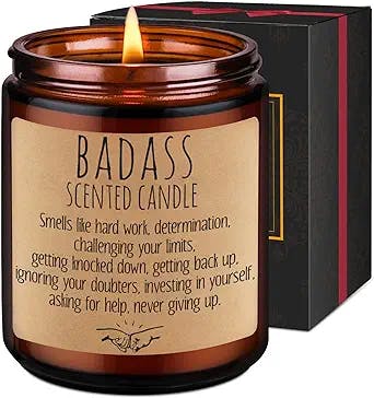 LEADO Badass Candle - Congratulations Gifts for Women, Men, Boss Lady Gifts, Proud of You, New Job, Promotion Gift - Funny Birthday, Graduation, Mothers Day, Inspirational Gifts, Mental Health Gifts