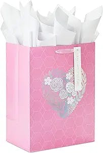 Hallmark 17" Extra Large Mother's Day Gift Bag with Tissue Paper and Gift Tag (Pink Cut-Out Heart) for Mom, Grandmother, Nana, Gigi