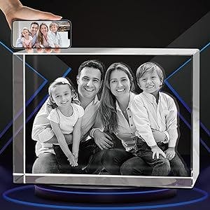 HAN'S LASER 3D Crystal Photo, Personalized Gift With Your Own Photo, Unique Thanksgiving Gift, Christmas and New Year's Gift, Memorial Present-Large Landscape