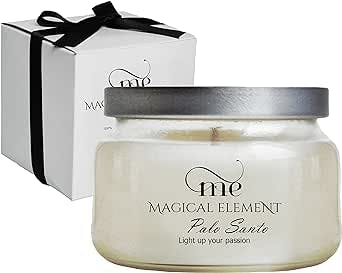 ME- Scented Vegan Soy Wax Candle for Home Aromatherapy, 45 Hours Smokeless Burn, 10 Ounce, Hand-Poured, Cotton Wick and Essential Oils, Gift for Women (Palo Santo)