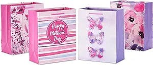 Hallmark 9" Medium Mother's Day Gift Bag Bundle (4 Bags: Florals, Wildflowers, Happy Mother's Day," Butterflies) for Moms, Grandmothers, Sisters, Baby Showers