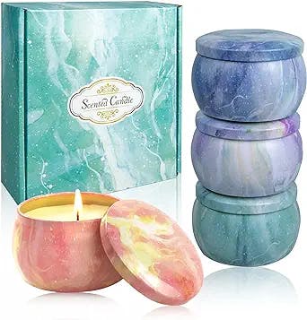 Scented Candles Gift Set for Women: 4.4 Oz Pack of 4 Soy Wax Aromatherapy Candle with Strongly Fragrance Essential Oils for Stress Relief or Christmas Birthday Mother's Day