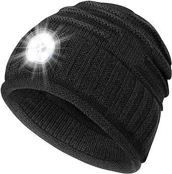 Mens Gifts Beanie Hat with Light: Stocking Stuffers Women Men Rechargeable Cap LED Flashlight Winter Hats Gift Ideas for Dad