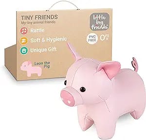 Little Big Friends Tiny Friends | Rattle Toy | Special Stuffed Animal | Easy to Clean | Leon The Pig
